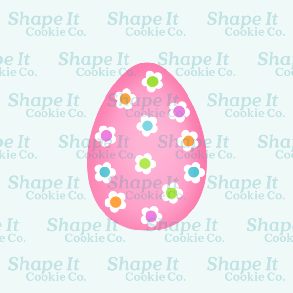 Long pink easter egg with flowers cookie cutter image for Shape It Cookie Co.