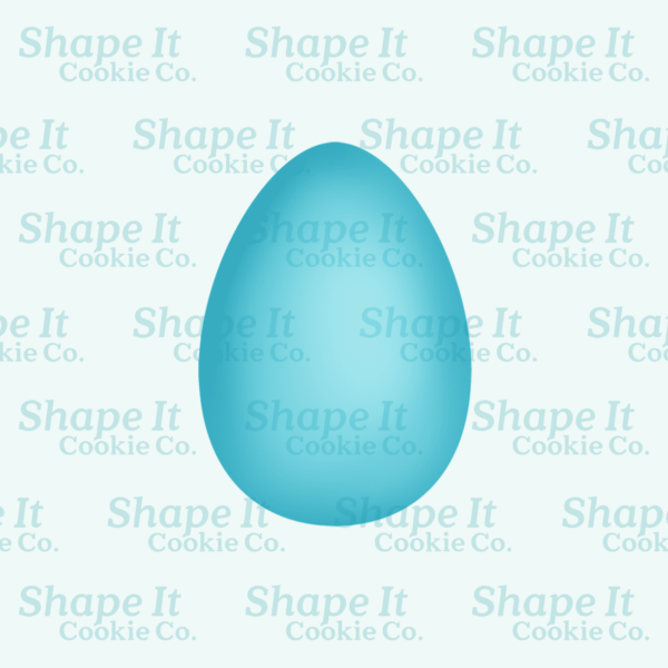 Long turquoise easter egg cookie cutter image for Shape It Cookie Co.