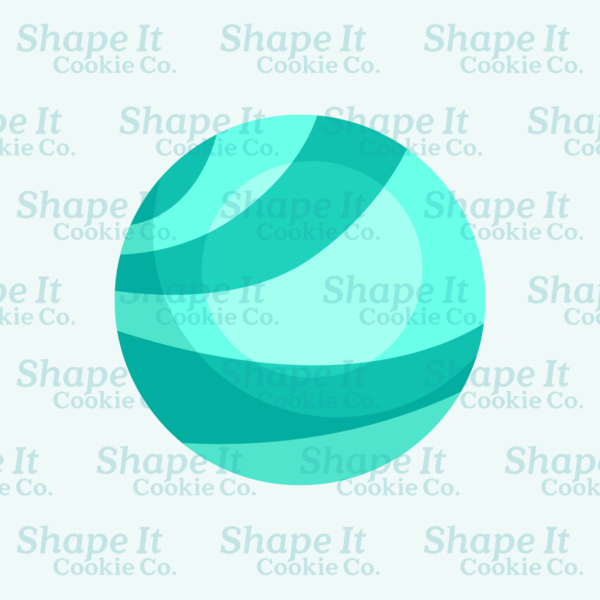Aqua colored planet cookie cutter image for Shape It Cookie Co.