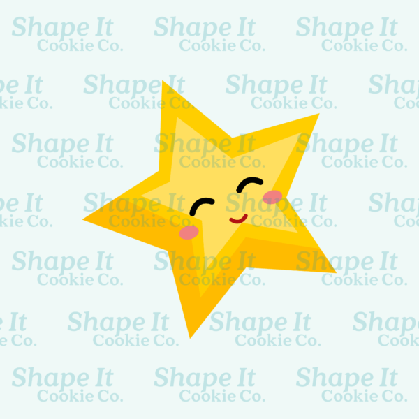 Smiling yellow star cookie cutter image for Shape It Cookie Co.