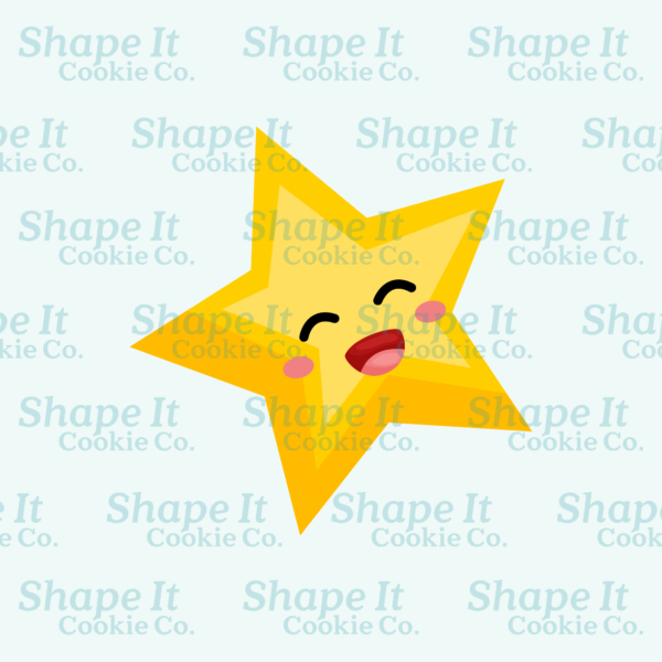 Laughing yellow star cookie cutter image for Shape It Cookie Co.