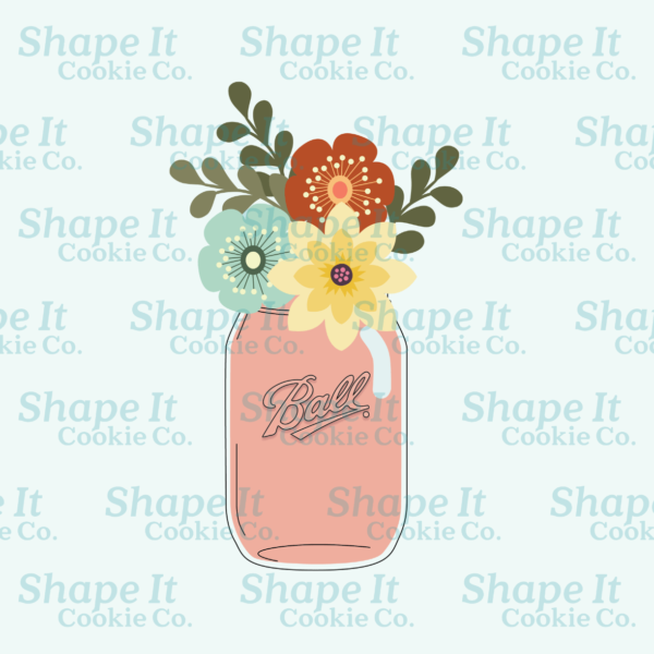 Flowers in Mason Jar Cookie Cutter