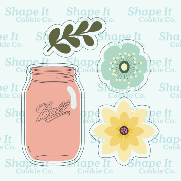 Mason Jar with Flowers Cookie Cutters Set - Image 2