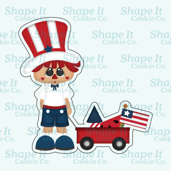 Americana Raggedy Boy with Wagon Cookie Cutter - Image 2