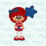 Americana Raggedy Girl with Star Balloon Cookie Cutter