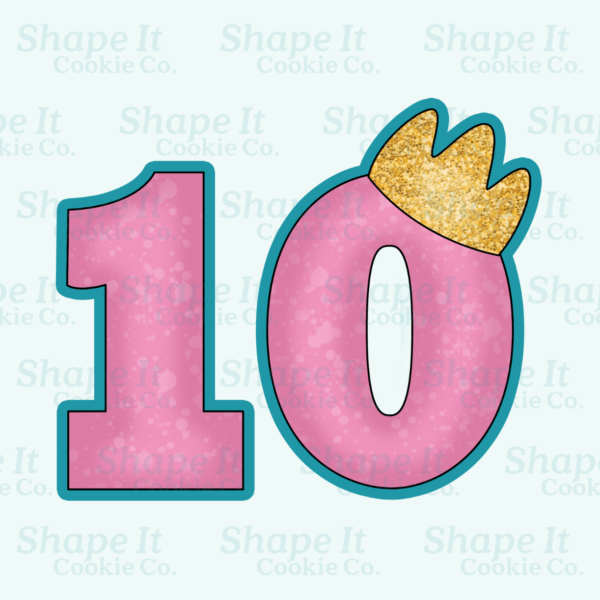 Crown Number 10 Cookie Cutter - Image 2