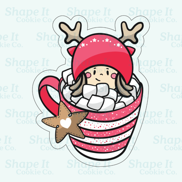 Hot Cocoa Girl in a Cup Cookie Cutter - Image 2