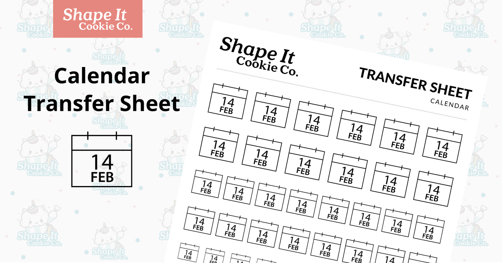 Calendar Transfer Sheet Shape It Cookie Co.