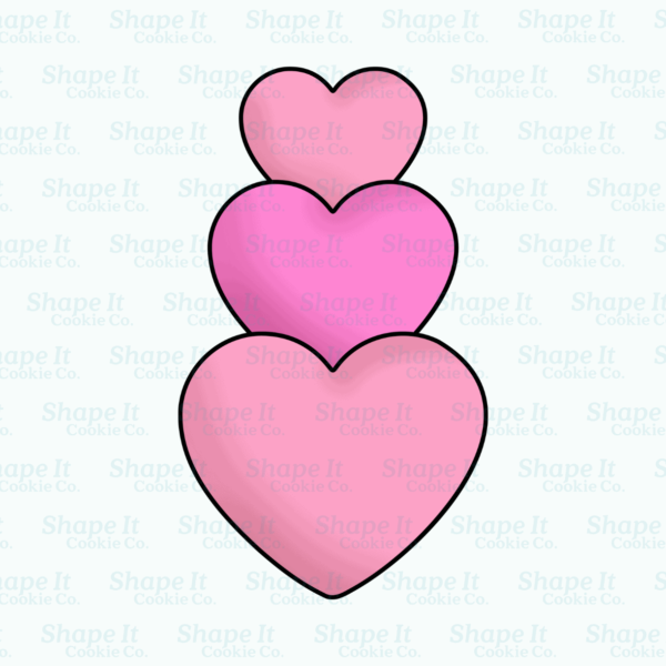 3 Stacked Hearts Cookie Cutter