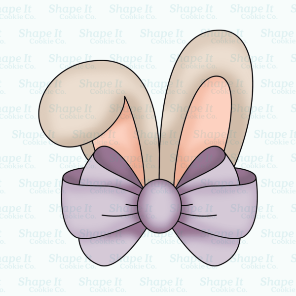 Curved Bunny Ears with Bow Cookie Cutter