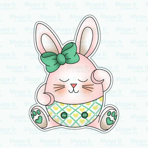Egg Bunny with Bow Cookie Cutter - Image 2