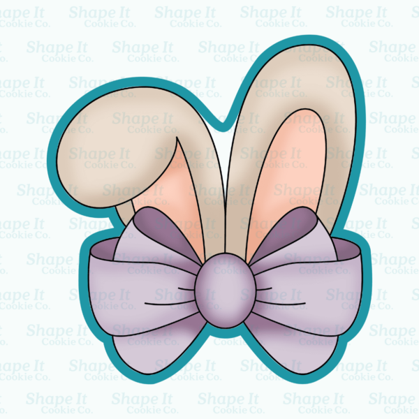 Curved Bunny Ears with Bow Cookie Cutter - Image 2