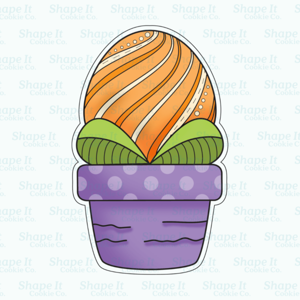 Egg Shaped Flower in Pot Cookie Cutter - Image 3
