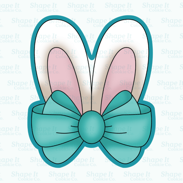 Straight Bunny Ears with Bow Cookie Cutter - Image 2