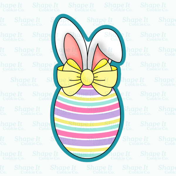Easter Egg with Curved Bunny Ears Cookie Cutter - Image 2