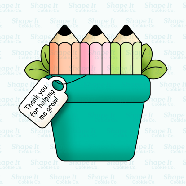 3 Pencils in Flower Pot Cookie Cutter