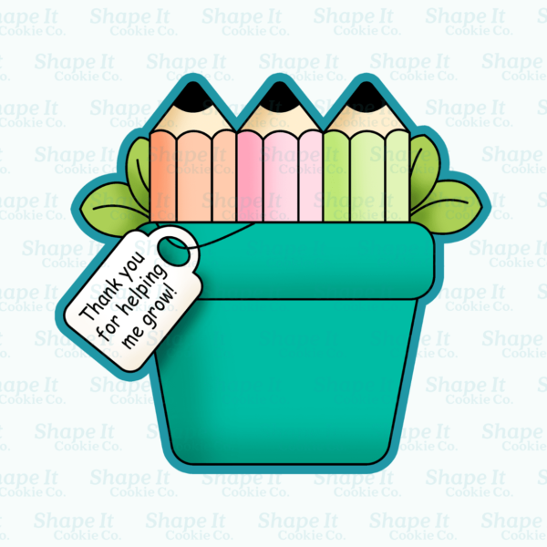 3 Pencils in Flower Pot Cookie Cutter - Image 2