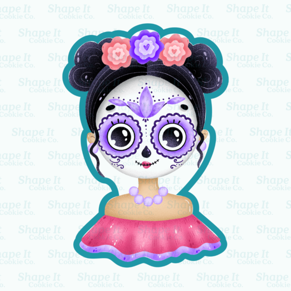 La Calavera Catrina with Flowers Cookie Cutter - Image 2
