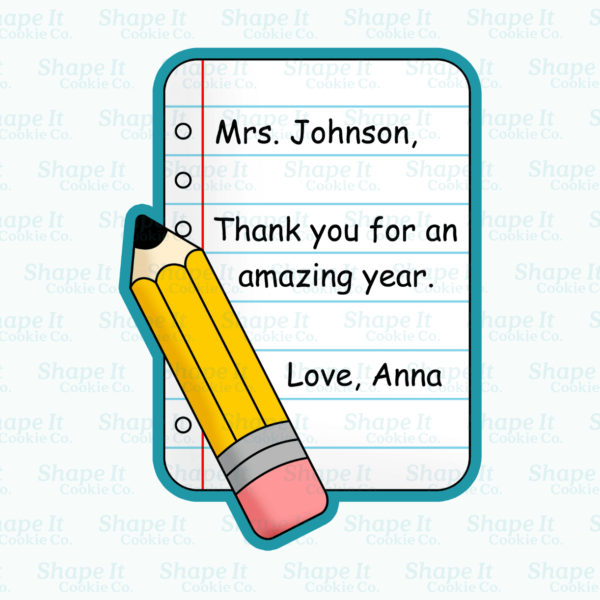 School Paper and Pencil Cookie Cutter - Image 2
