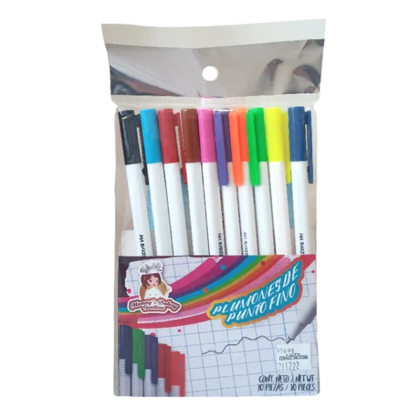 Fine Tip Edible Markers Kit (10 Colors) - Kit Plumón de Punta Fina (10 Colores)
