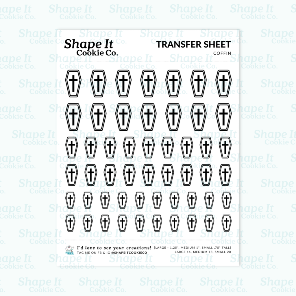 Coffin transfer sheet shape it cookie co 