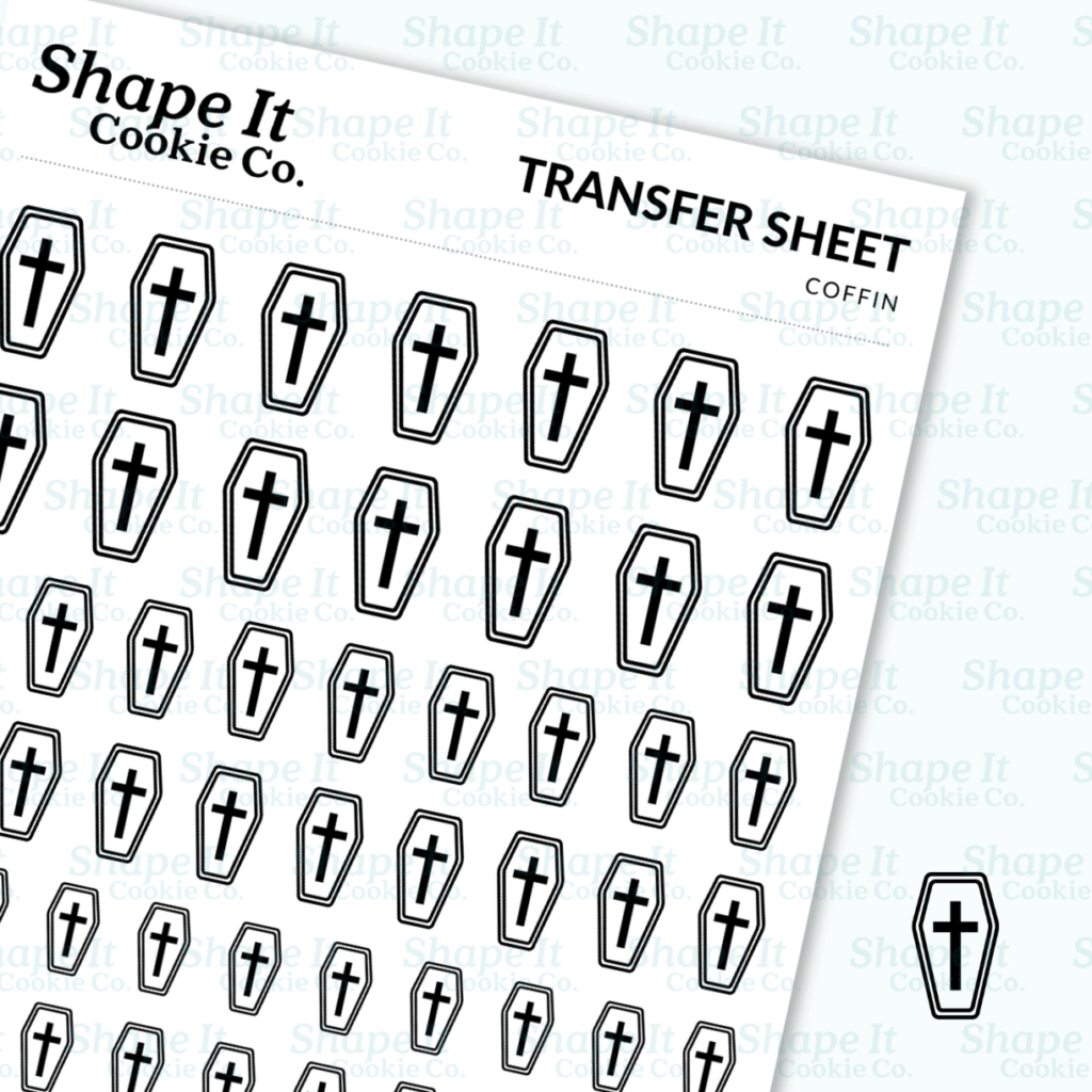 Coffin transfer sheet shape it cookie co 