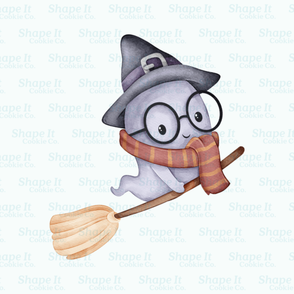 Ghostly Friend Riding Broom Cookie Cutter