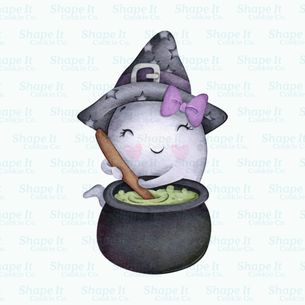 Ghostly Witch Friend with Bow Cookie Cutter