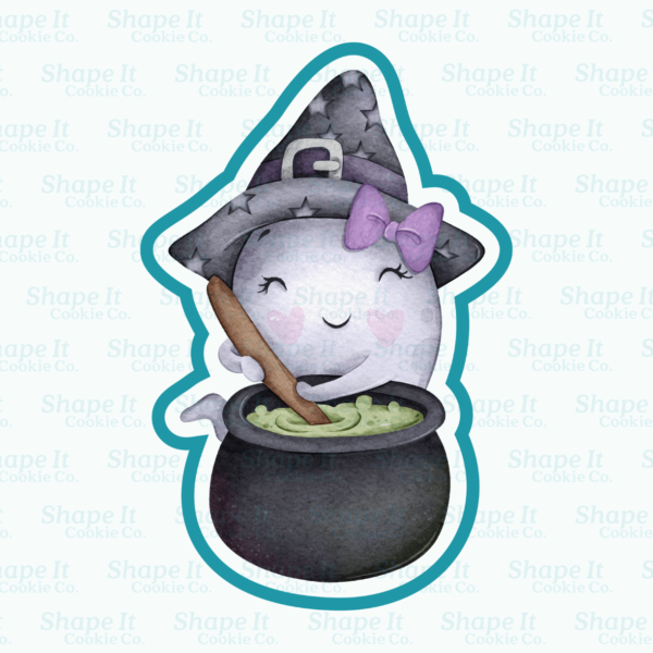 Ghostly Witch Friend with Bow Cookie Cutter - Image 2