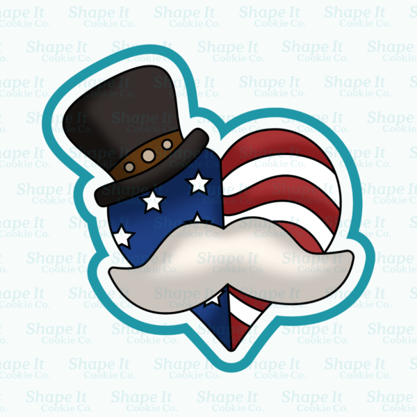 Americana Mustache Heart with Hat Cookie Cutter - Image 2