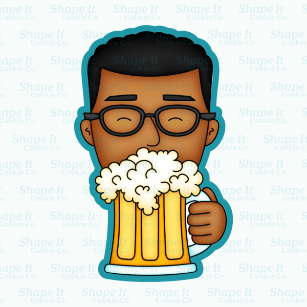 Dad Drinking Beer Cookie Cutter - Black Hair - Image 2