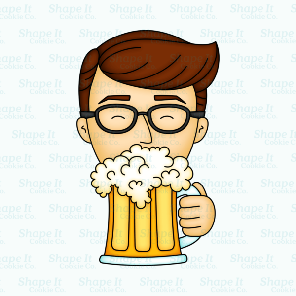 Dad Drinking Beer Cookie Cutter - Brown Hair