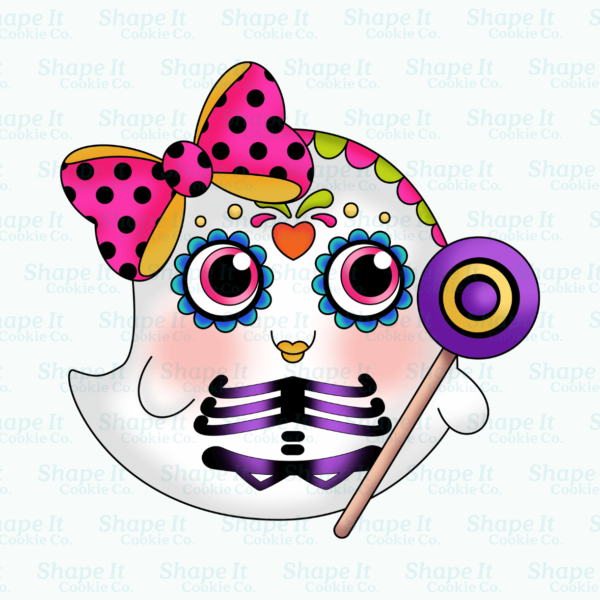Day of the Dead Ghost with Bow Cookie Cutter - Image 3