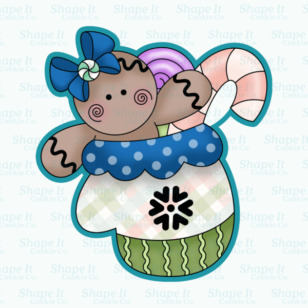 Gingerbread Candy Winter Mitten Cookie Cutter - Image 2