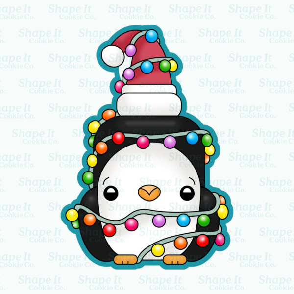 Penguin Wrapped in Lights Cookie Cutter - Image 2