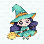 Cute Witch with Broom Cookie Cutter
